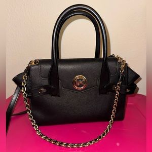 ✨ Michael Kors ✨ Black & Gold Medium Crossbody Satchel Purse